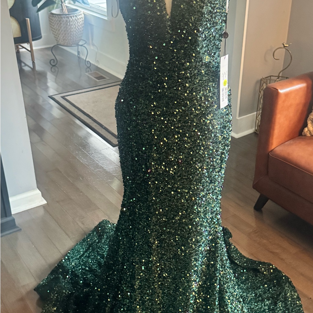 Jovani Strapless Green Sequin Dress